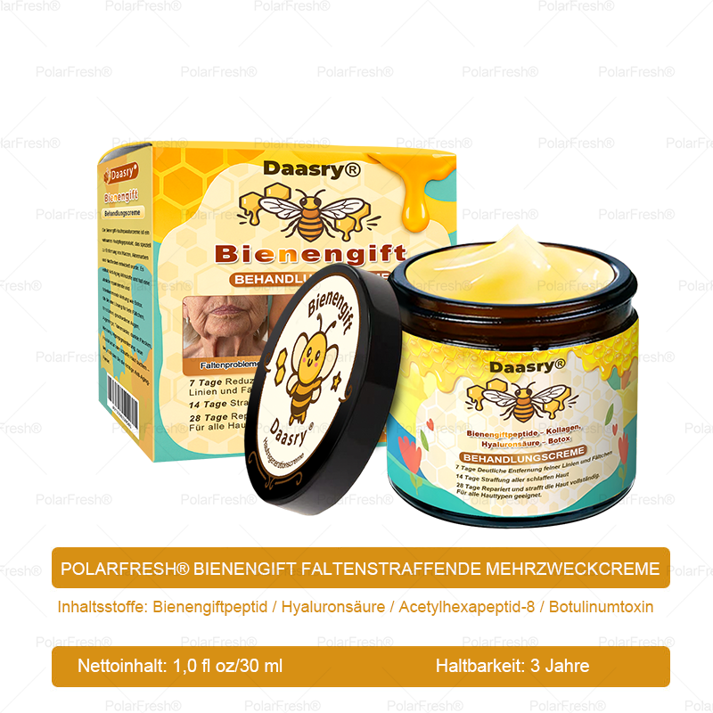🔥 🇩🇪Made & Shipped from Germany | Clinically Inspired: Daasry® Bee Venom Treatment Cream with bee venom peptides, hyaluronic acid, collagen, and triple peptides💧. Targets wrinkles, sagging, stretch marks, age spots—firms, lifts, and rejuvenates.